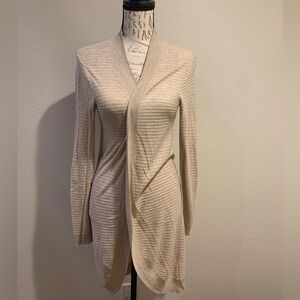 Splendid Light Beige Women's Long Length Knit Lightweight Cardigan